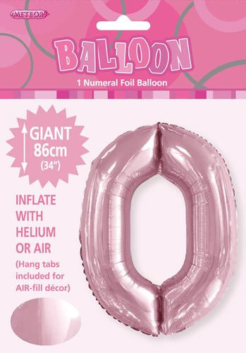 Giant Light Pink Number 0 86cm (34”) Foil Balloon